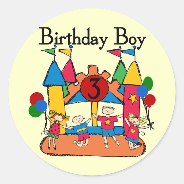 Big Bounce Boy 3rd Birthday T shirts and Gifts Classic Round Sticker (Front)