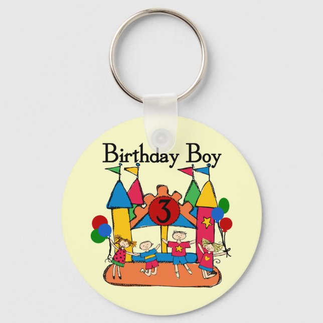 Big Bounce Boy 3rd Birthday T shirts and Gifts Key Ring (Front)