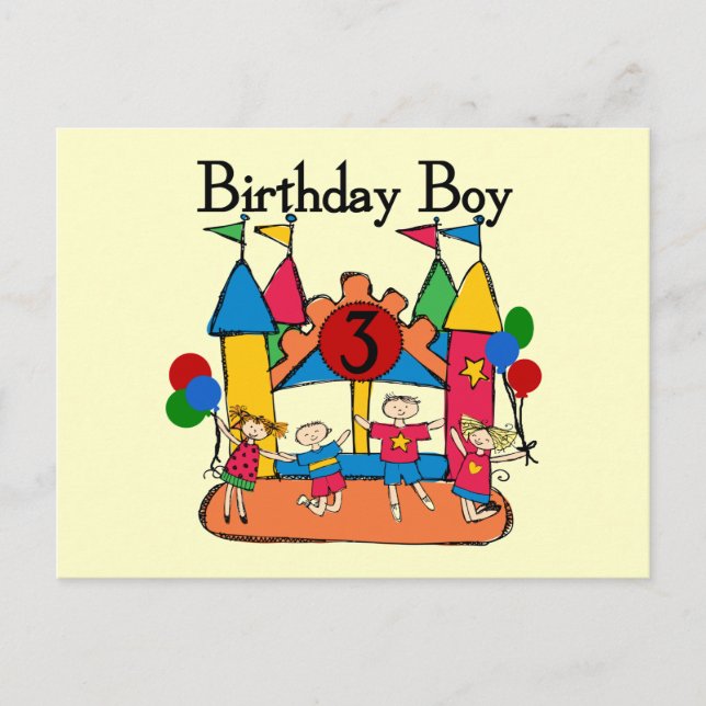 Big Bounce Boy 3rd Birthday T shirts and Gifts Postcard (Front)