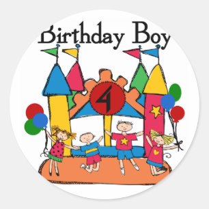 Big Bounce Boy 4th Birthday Tshirts and Gifts Classic Round Sticker