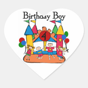 Big Bounce Boy 4th Birthday Tshirts and Gifts Heart Sticker