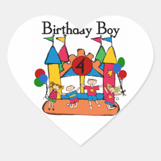 Big Bounce Boy 4th Birthday Tshirts and Gifts Heart Sticker