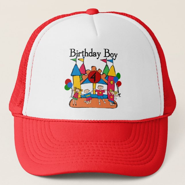 Big Bounce Boy 4th Birthday Tshirts and Gifts Trucker Hat (Front)