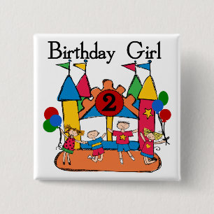 Big Bounce Girl 2nd Birthday Tshirts and Gifts 15 Cm Square Badge