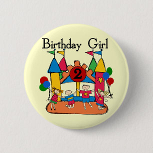 Big Bounce Girl 2nd Birthday Tshirts and Gifts 6 Cm Round Badge
