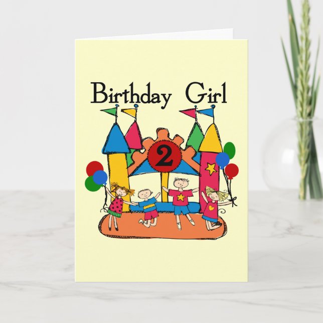 Big Bounce Girl 2nd Birthday Tshirts and Gifts Card (Front)