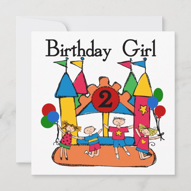 Big Bounce Girl 2nd Birthday Tshirts and Gifts Card (Front)