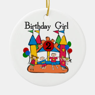 Big Bounce Girl 2nd Birthday Tshirts and Gifts Ceramic Tree Decoration