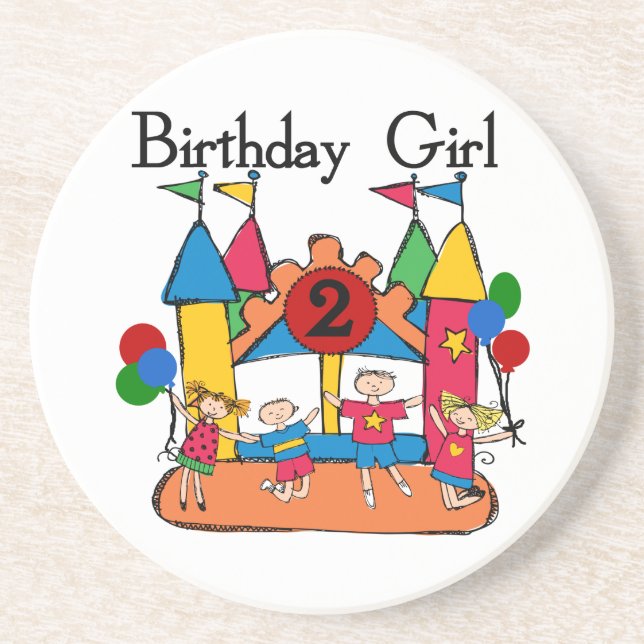 Big Bounce Girl 2nd Birthday Tshirts and Gifts Coaster (Front)