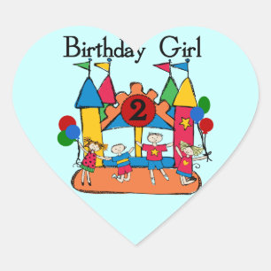 Big Bounce Girl 2nd Birthday Tshirts and Gifts Heart Sticker