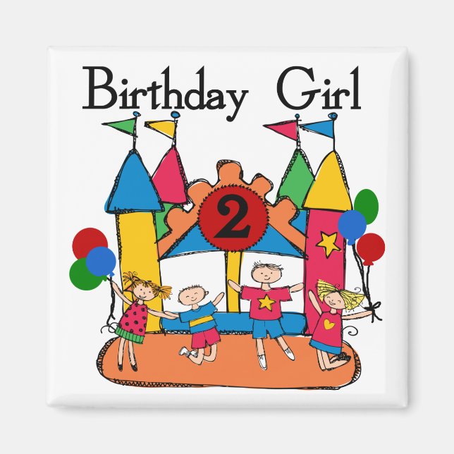 Big Bounce Girl 2nd Birthday Tshirts and Gifts Magnet (Front)