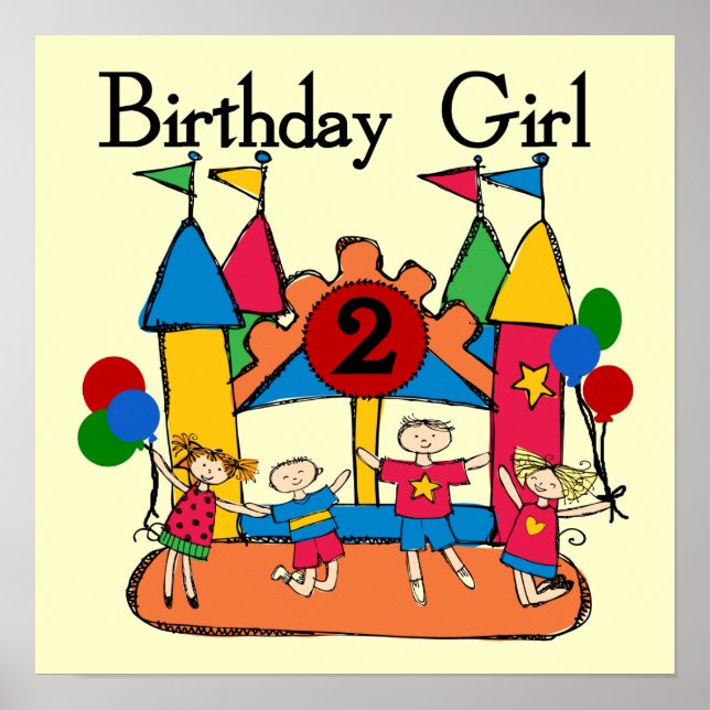Big Bounce Girl 2nd Birthday Tshirts and Gifts Poster (Front)