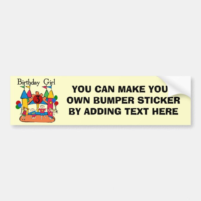 Big Bounce Girl 3rd Birthday Tshirts and Gifts Bumper Sticker (Front)