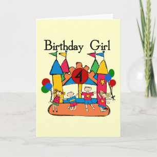Big Bounce Girl 4th Birthday T-shirts and Gifts Card