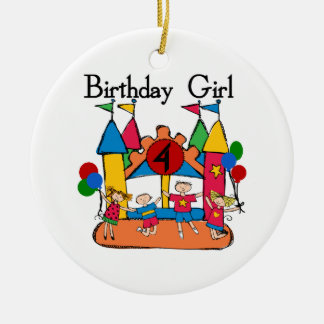 Big Bounce Girl 4th Birthday T-shirts and Gifts Ceramic Tree Decoration