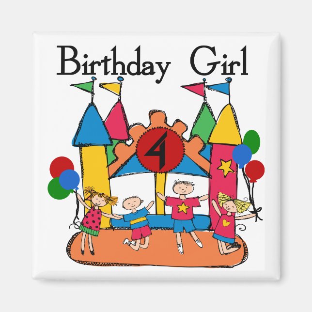 Big Bounce Girl 4th Birthday T-shirts and Gifts Magnet (Front)