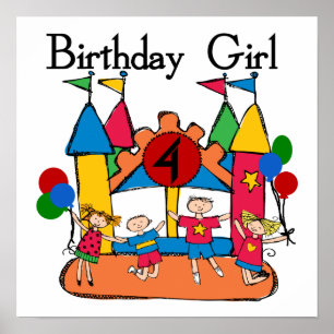 Big Bounce Girl 4th Birthday T-shirts and Gifts Poster
