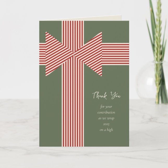 Big Bow of Striped Ribbon Card (Front)