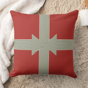 Big Bow of Striped Ribbon Red Cushion