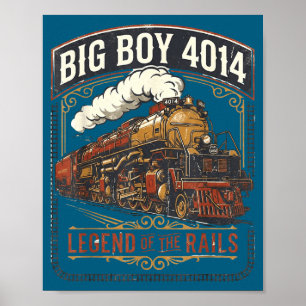 Big boy 4014 steam engine locomotive train vintage poster