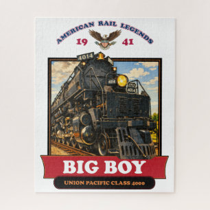 Big Boy 4014 Steam Locomotive Retro Illustration Jigsaw Puzzle