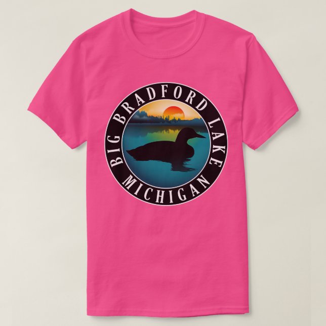 Big Bradford Lake Loon Michigan Sunset T-Shirt (Design Front)