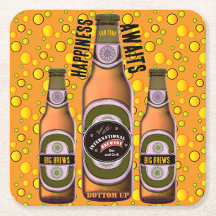 BIG BREWS Custom Beer Square Paper Coaster