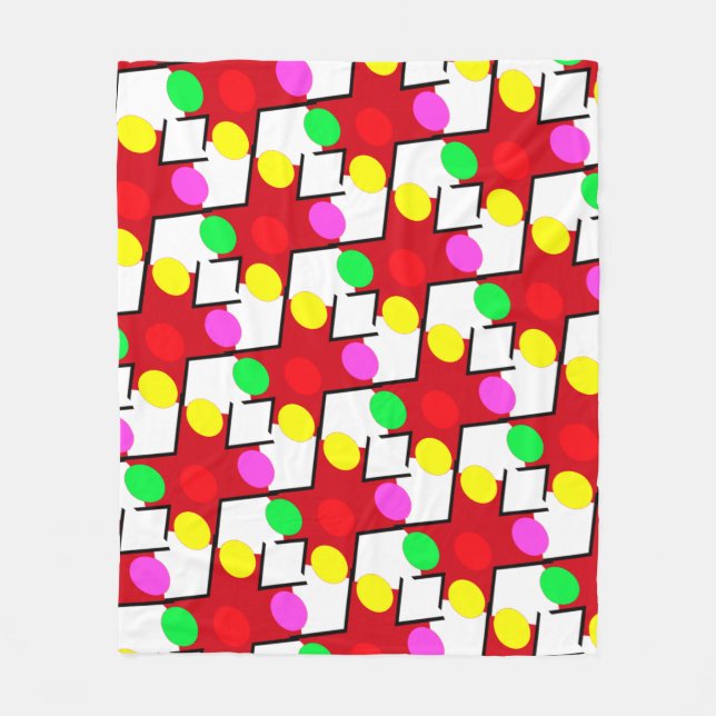 BIG BRIGHT BABY DOT PATTERN BUBBLY HAPPY  FLEECE BLANKET (Front)