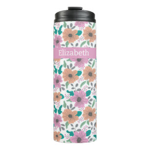 Big Bright Flowers Personalized Thermal Tumbler
