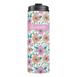 Big Bright Flowers Personalized Thermal Tumbler