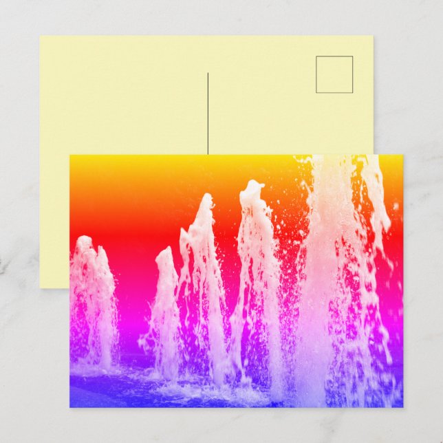 Big Bright Gushing Water Fountains Colourful Postcard (Front/Back)