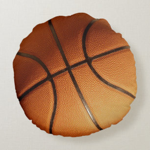 Big Bright Orange Basketball, Round Cushion