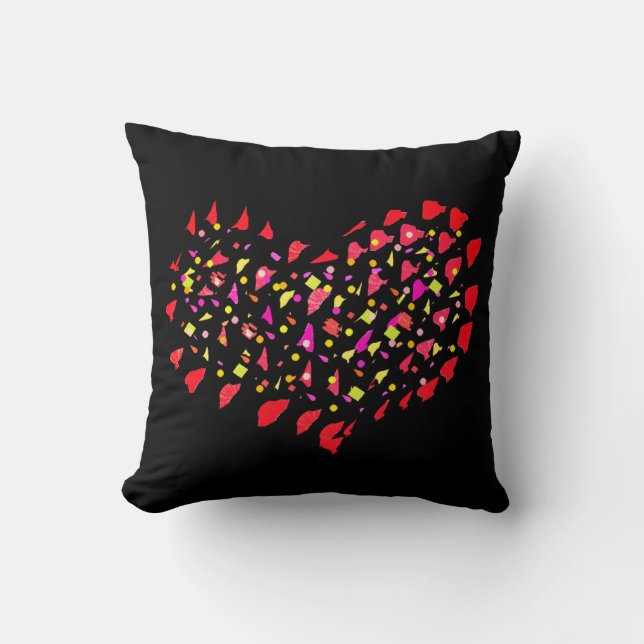 Big Bright Red Heart Love Cushion Pillow (Front)