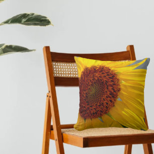 Big Bright Sunflower Botanical Floral Throw Pillow