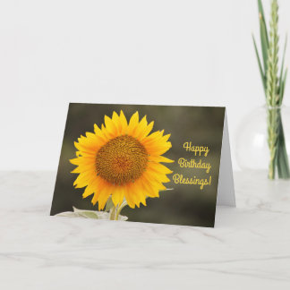 Big Bright Yellow Sunflower Faith Birthday Card