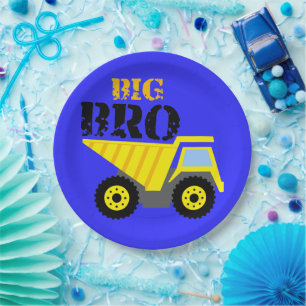 Big Bro Construction Yellow Dump Truck Paper Plate