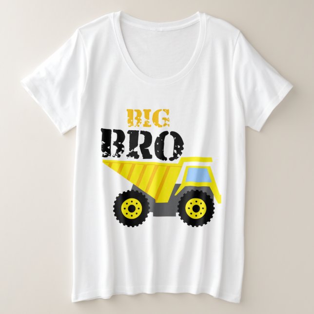 Big Bro Construction Yellow Dump Truck Plus Size T-Shirt (Design Front)