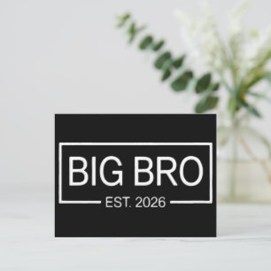 Big Bro Est. 2026 New Big Brother Pregnancy Baby Announcement Postcard