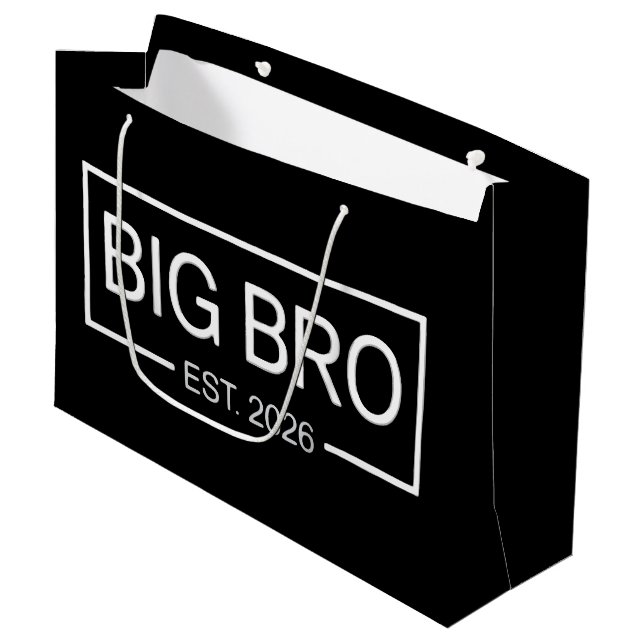 Big Bro Est. 2026 New Big Brother Pregnancy Baby Large Gift Bag (Front Angled)