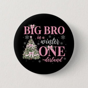 Big Bro In A Winter Onederland Birthday Girl Chris 6 Cm Round Badge