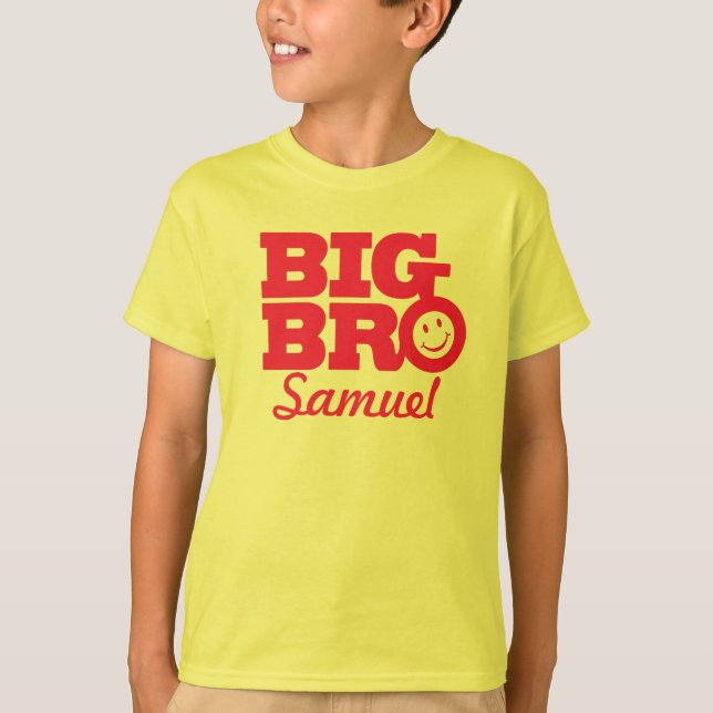 Big bro name red yellow kids t-shirt (Front)