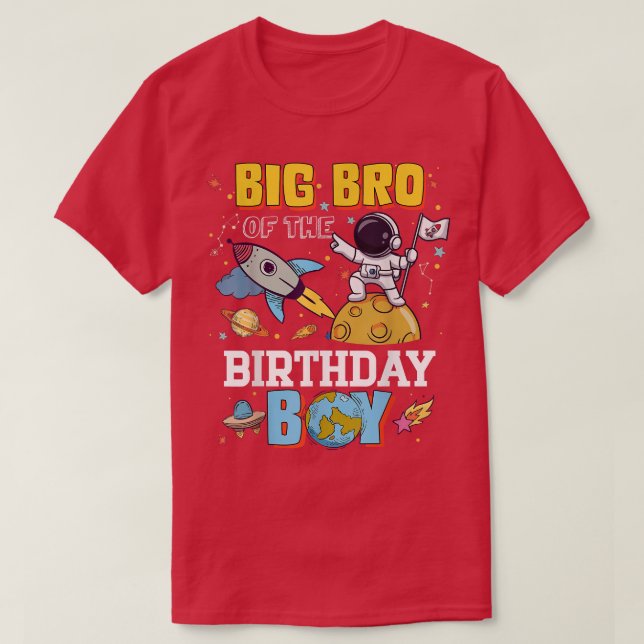 Big Bro Of The Birthday Astronaut Boy Space Theme  T-Shirt (Design Front)