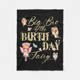 Big Bro Of The Birthday Fairy Little Girl Magical Fleece Blanket