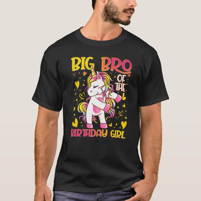 Big Bro Of The Birthday Girl Flossing Unicorn Big  T-Shirt (Front)