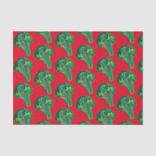 Big Broccoli Watercolor Red Green Xmas Gift Tissue Paper