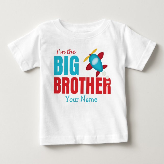 Big Brother Aeroplane Personalised Baby T-Shirt (Front)