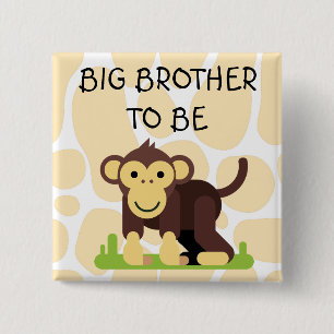 Big Brother Baby Shower Button with Monkey