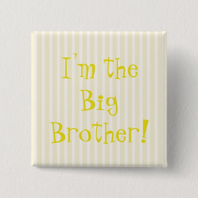 Big Brother Baby Shower Yellow Stripes 15 Cm Square Badge (Front)