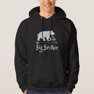 Big Brother Bear Autism Awareness Proud Autism Mom Hoodie