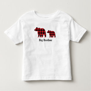 Big Brother Bear Buffalo Check Pattern Silhouette Toddler T-Shirt